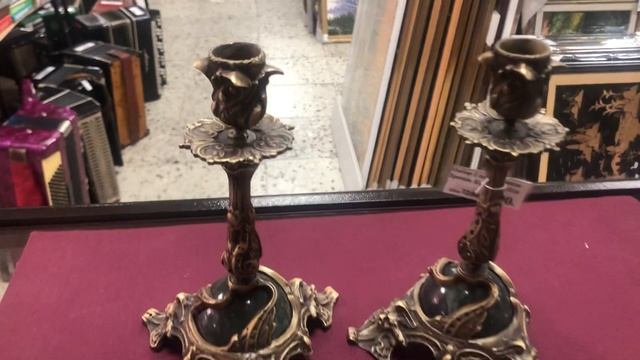 Пара подсвечников из бронзы камень змеевик смотреть онлайн