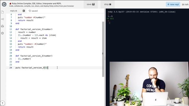 Day 8 of 30 - Ruby Coding Challenge - Ruby Way to Factorial - Functional Programming смотреть онлайн