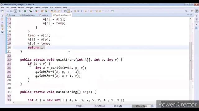 Quicksort program in java implementation. || write Quicksort program in java. смотреть онлайн
