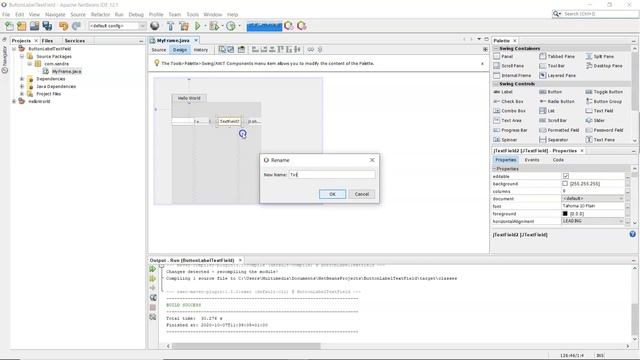 Java - NetBeans: How to use a JButton, JLabel and JTextField смотреть онлайн