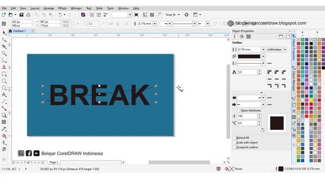 BREAK TEKS EFEK | BELAJAR COREL DRAW смотреть онлайн