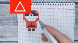 ИГРА В КАЛЬМАРА по клеточкам - Как нарисовать охранников из Игры в кальмара / Рисунки по клеточкам