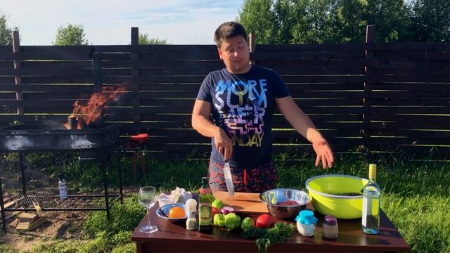 КАРЕЛЬСКАЯ ФОРЕЛЬ В АПЕЛЬСИНОВОМ МАРИНАДЕ НА  МАНГАЛЕ