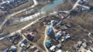 Город Михайлов Рязанской области с высоты птичьего полета. Апрель 2021 года.