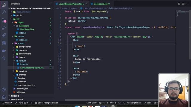 React, Material UI 5 e Typescript: #11 - Criando layout base para as páginas смотреть онлайн