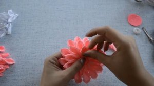 Георгин из атласных лент. Канзаши. МК/ DIY/Dahlia satin tape. Kanzashi flower tutorial