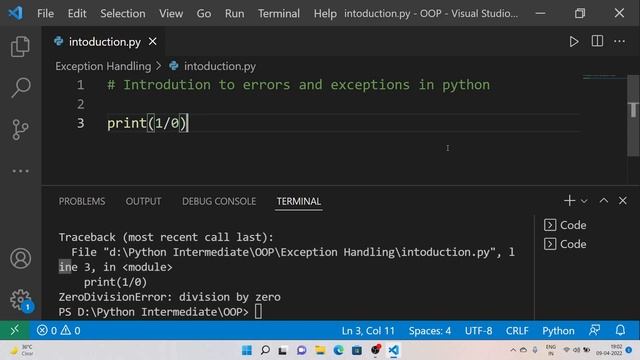 V28 - Introduction to Errors and Exception in Python