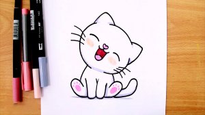 Рисуем веселого котика. Рисунки для детей