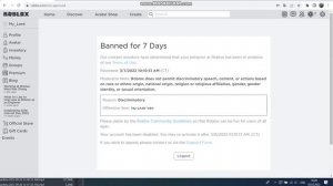 I get banned for 7 days in roblox | Получил бан на 7 дней в роблоксе