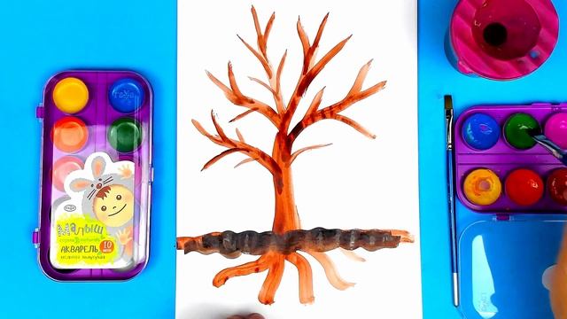 Как нарисовать ДЕРЕВО Акварелью - урок рисования красками смотреть онлайн