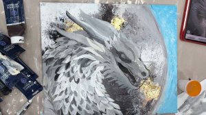 Рисуем дракона акрилом и поталью