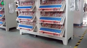 The battery capacity sorting machine is conducting capacity sorting on the batteries.