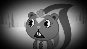 Happy Tree Friends Snowball kringlev in black and white