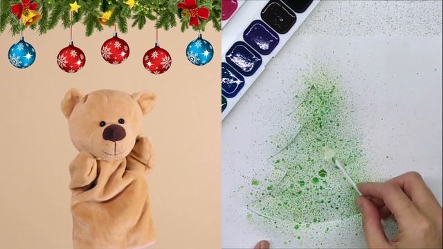 22. КАК НАРИСОВАТЬ ЕЛКУ. Английский для детей | Watercolour christmas tree. English for kids
