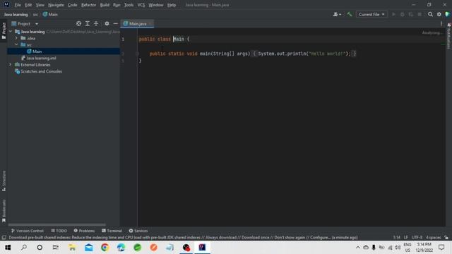 Hello World Program In Java.