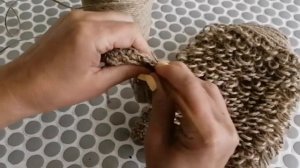 Мочалка крючком с вытянутыми петлями из джута