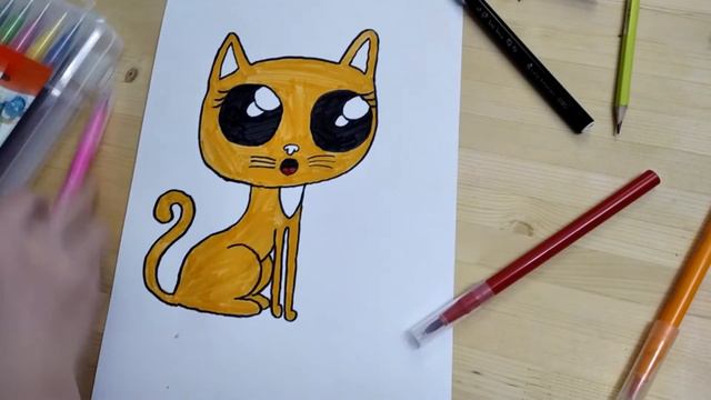 Чей котёнок лучше? Вика и Алиса поспорили, кто лучше нарисует котёнка. Проголосуй и помоги выбрать!