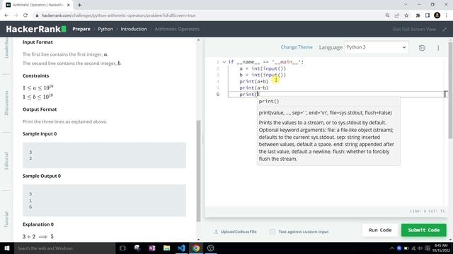 Arithmetic Operators | HackerRank Solution | Easy | Introduction | Hindi