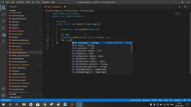 Write a program in Java to display the pattern like right angle triangle with a number смотреть онлайн