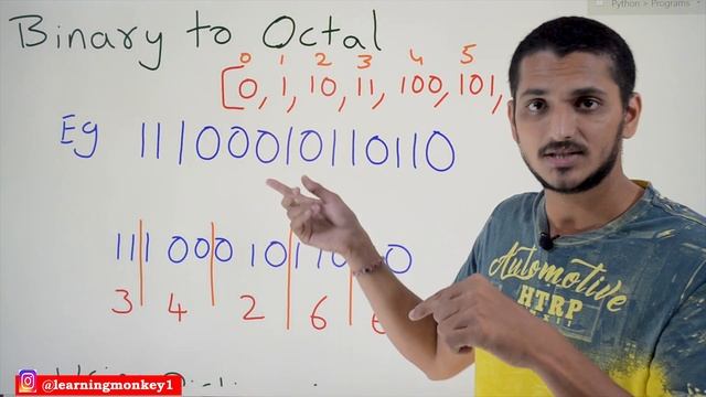 Binary to Octal Using List and Dictionaries Python || Lesson 26.2 || Python || Learning Monkey ||