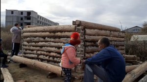 95/Привезли сруб для бани,собираем/Идём с Ульяной на прививку