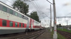 "Летающий ЭП2К" Электровоз ЭП2К-377 с двухэтажным поездом №66 Москва - Тольятти