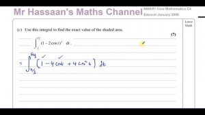 [P4] 6666/01, Edexcel, C4, (GCE), Jan 2018, Q8, Parametric Equations, Integration, Trig Functions