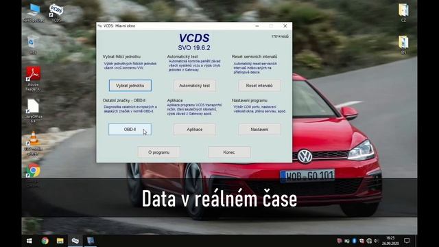 Ukázka kompletní diagnostické sady s programem VCDS