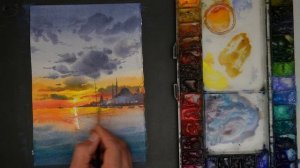 Sunset Clouds Watercolor painting tutorial