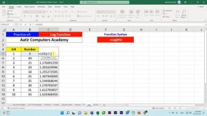 ?️ Log Function in MS Excel | Learn MS Excel with Aatir Academy 2022