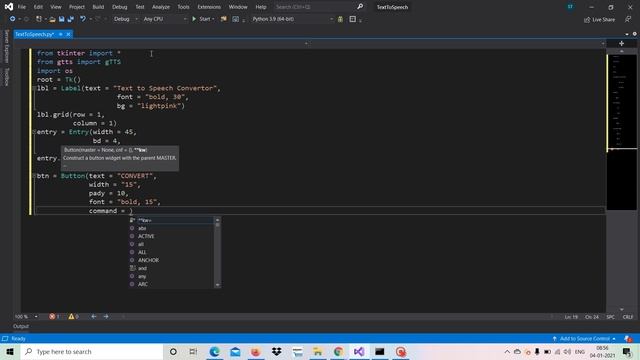 #17 | Text to Speech Converter Application Using Tkinter | Python Tkinter Tutorial in Tamil