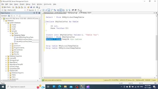 SQL Server - Temp Table Vs. Table Variable