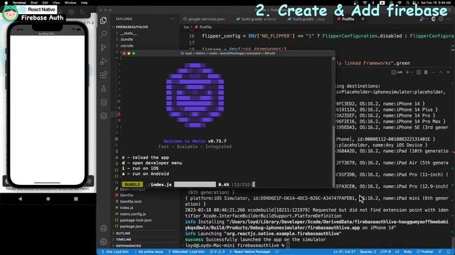 React native - Firebase Authentication setting (1) [ Create a project, set up firebase, add button]