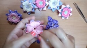 Простые бантики канзаши излент/Kanzashi Flower/DIY Grosgrain Ribbon Flower/Flor de Fita/Ola ameS DI