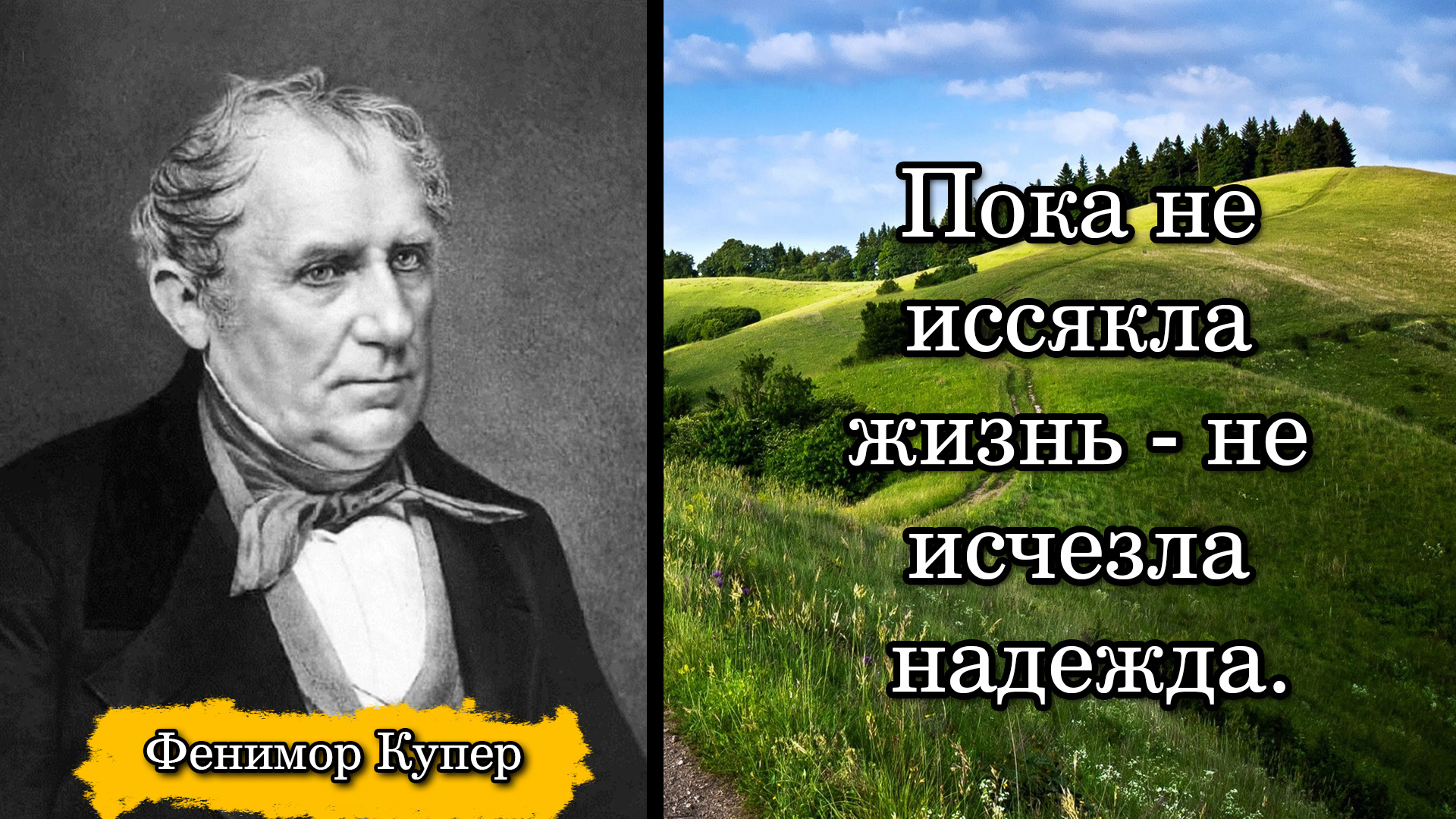 Фенимор Купер. Пока не иссякла жизнь- не исчезла надежда.