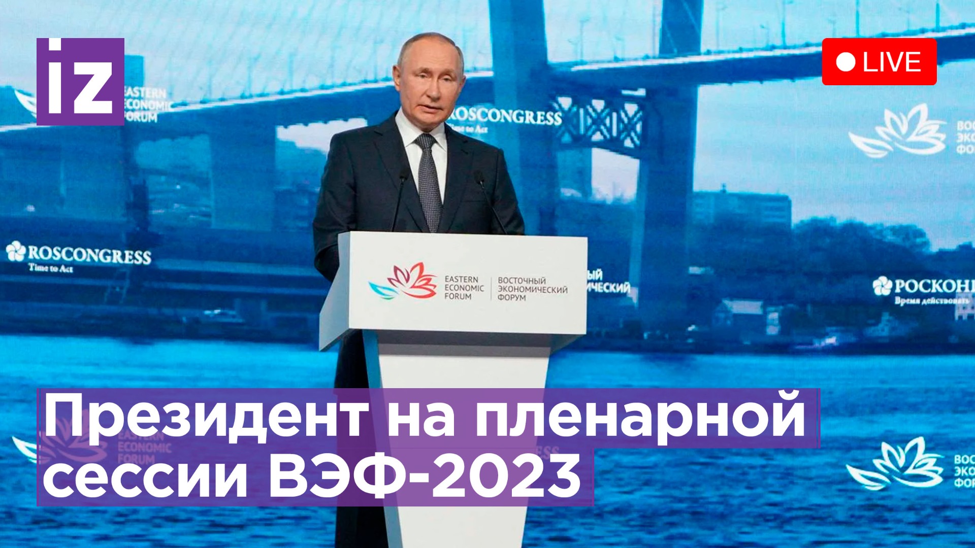 Владимир Путин принимает участие в пленарном заседании ВЭФ-2023. Прямая трансляция / Известия