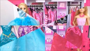 ❤️BARBIE DOLL BUNK BED MORNING ROUTINE❤️PRINCESS BEDROOM RAPUNZEL ELSA FROZEN SNOW WHITE DRESSES