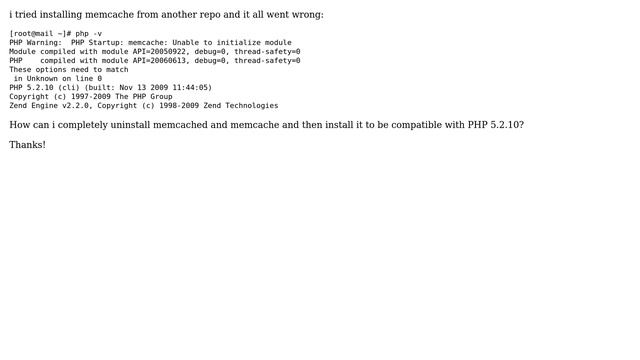 How can i install memcache for PHP 5.2.10 in CentOS 5.5? (not in repo)? смотреть онлайн
