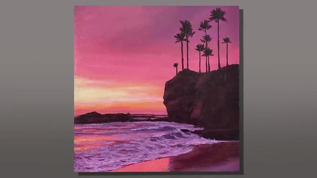 (22) Pink Sunset _ Acrylic Painting _ Correa Art