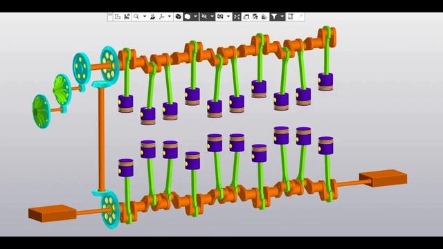Анимация дизеля 10Д100 тепловоза 2ТЭ10у. смотреть онлайн