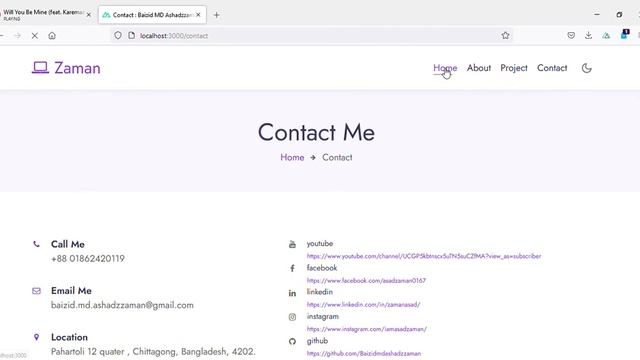 Portfolio for developer using vue js framework NUXT JS