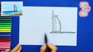 How to draw Hotel Burj Al Arab, Dubai
