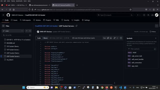 4 - ESP IDF 5.0 - UDP Socket Server on ESP32 смотреть онлайн