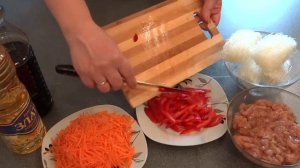 салат с фунчозой и курицей
