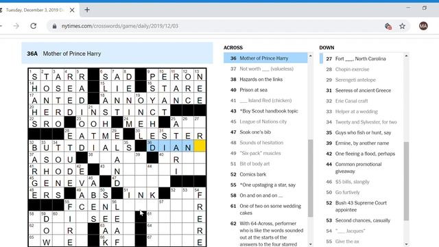 Daily Crossword Puzzle The New York Times 2019 12 03 смотреть онлайн