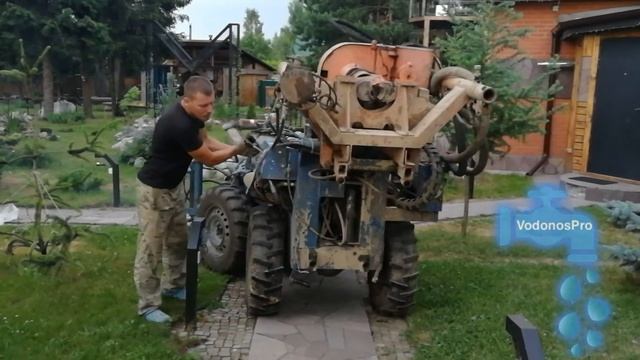 Заезд буровой малогабаритной техники, ВодоносПро по благоустроенному участку
