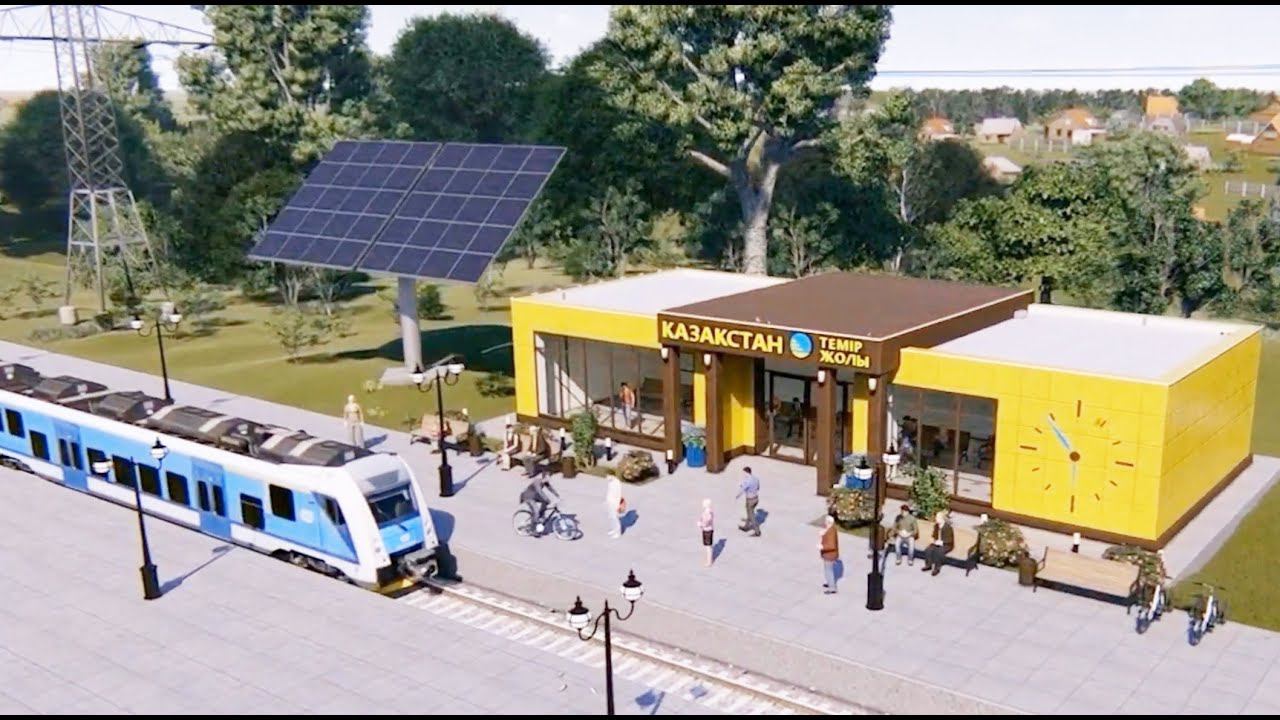 Railway station SOLAR PANEL ANIMATION visualization 3D how tesla works солнечные панели в Казахстане