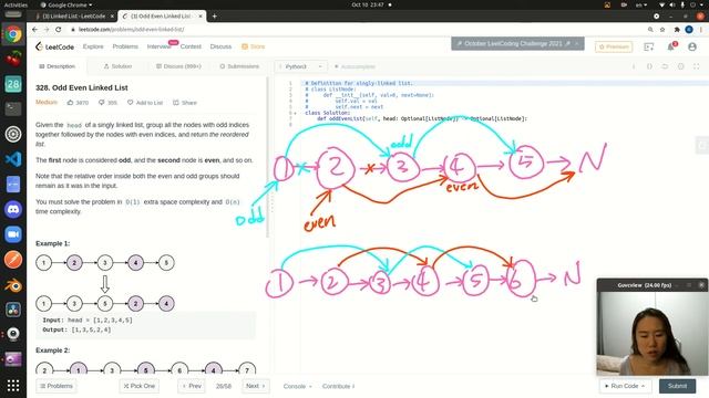LeetCode 328 Odd Even Linked List - Python смотреть онлайн