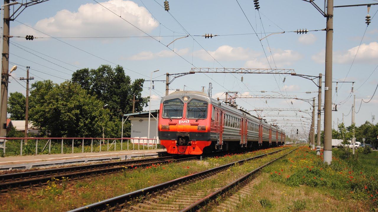 РЖД ЭД9МК-1006/1005 и 2 нарушителя на переезде смотреть онлайн