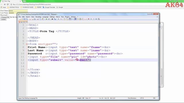 html 5 tutorial in hindi 55 form tag 02 смотреть онлайн